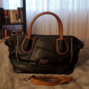 GUESS Black Shoulder Bag with Brown Details